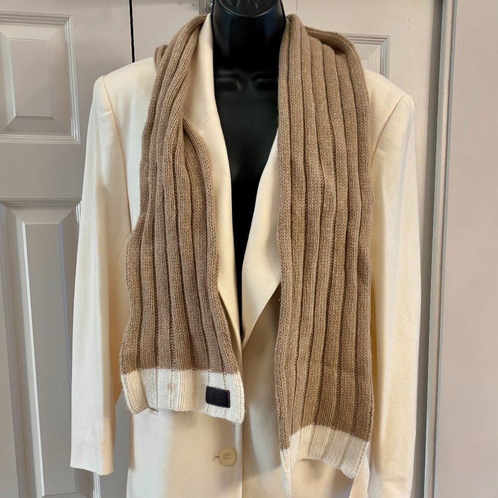 Coach Scarf, Cashmere & Angora Knit with Leather Patch Vintage